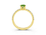 Yellow gold Pear Cut Peridot Solitaire Pavé Engagement Ring with Round Band and Prong Setting_69