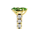 Yellow gold Pear Cut Peridot Solitaire Ring with Cathedral Setting and Pavé Band_5