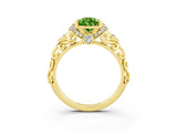 Yellow gold Pear Cut Peridot Solitaire Ring with Filigree Band and Four-Prong Setting_27