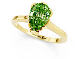 Yellow gold Pear Cut Peridot Solitaire Ring with Flower Prong Setting and Classic Band_13