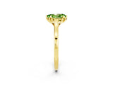 Yellow gold Pear Cut Peridot Solitaire Ring with Flower Prong Setting and Classic Band_14