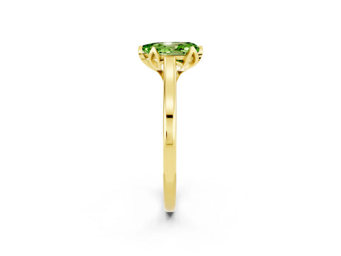 Yellow gold Pear Cut Peridot Solitaire Ring with Flower Prong Setting and Classic Band_14