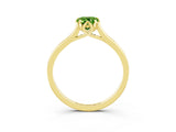 Yellow gold Pear Cut Peridot Solitaire Ring with Flower Prong Setting and Classic Band_15