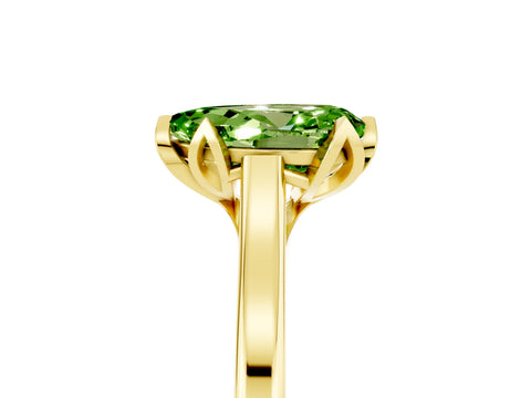 Yellow gold Pear Cut Peridot Solitaire Ring with Flower Prong Setting and Classic Band_17