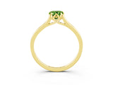 Yellow gold Pear Cut Peridot Solitaire Ring with Flower Prong Setting and Classic Band_39