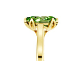 Yellow gold Pear Cut Peridot Solitaire Ring with Flower Prong Setting and Classic Band_41