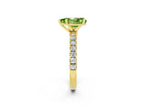 Yellow gold Pear Cut Peridot Solitaire Ring with Pavé Accents and Four-Prong Setting_2