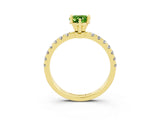 Yellow gold Pear Cut Peridot Solitaire Ring with Pavé Accents and Four-Prong Setting_3