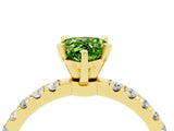 Yellow gold Pear Cut Peridot Solitaire Ring with Pavé Accents and Four-Prong Setting_4