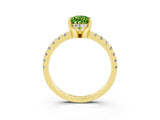 Yellow gold Pear Cut Peridot Solitaire Ring with Pavé Band and Four-Prong Setting_27