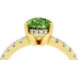 Yellow gold Pear Cut Peridot Solitaire Ring with Pavé Band and Four-Prong Setting_28