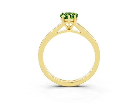 Yellow gold Pear Cut Peridot Solitaire Ring with Pavé Band and Prong Setting_15