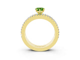 Yellow gold Pear Cut Peridot Solitaire Ring with Pavé and Channel Set Band_3