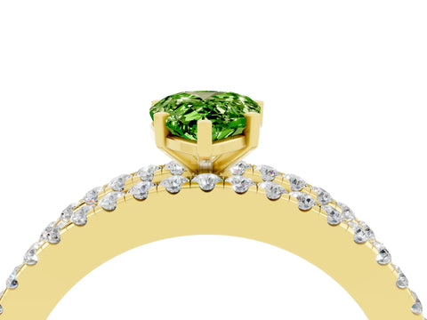 Yellow gold Pear Cut Peridot Solitaire Ring with Pavé and Channel Set Band_4