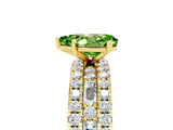 Yellow gold Pear Cut Peridot Solitaire Ring with Pavé and Channel Set Band_5