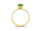 Yellow gold Pear Cut Peridot Solitaire Ring with Pave Band and Four Prong Setting_15