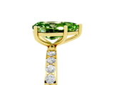 Yellow gold Pear Cut Peridot Solitaire Ring with Pave Band and Four Prong Setting_17