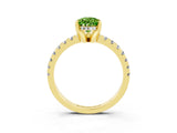 Yellow gold Pear Cut Peridot Solitaire Ring with Round  Pavé Band and Four-Prong Setting_39