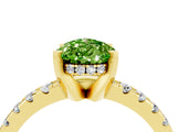 Yellow gold Pear Cut Peridot Solitaire Ring with Round  Pavé Band and Four-Prong Setting_40