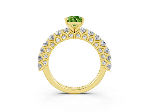 Yellow gold Pear Cut Peridot Solitaire Ring with Shared Prong Pavé Band and Four-Prong Setting_3