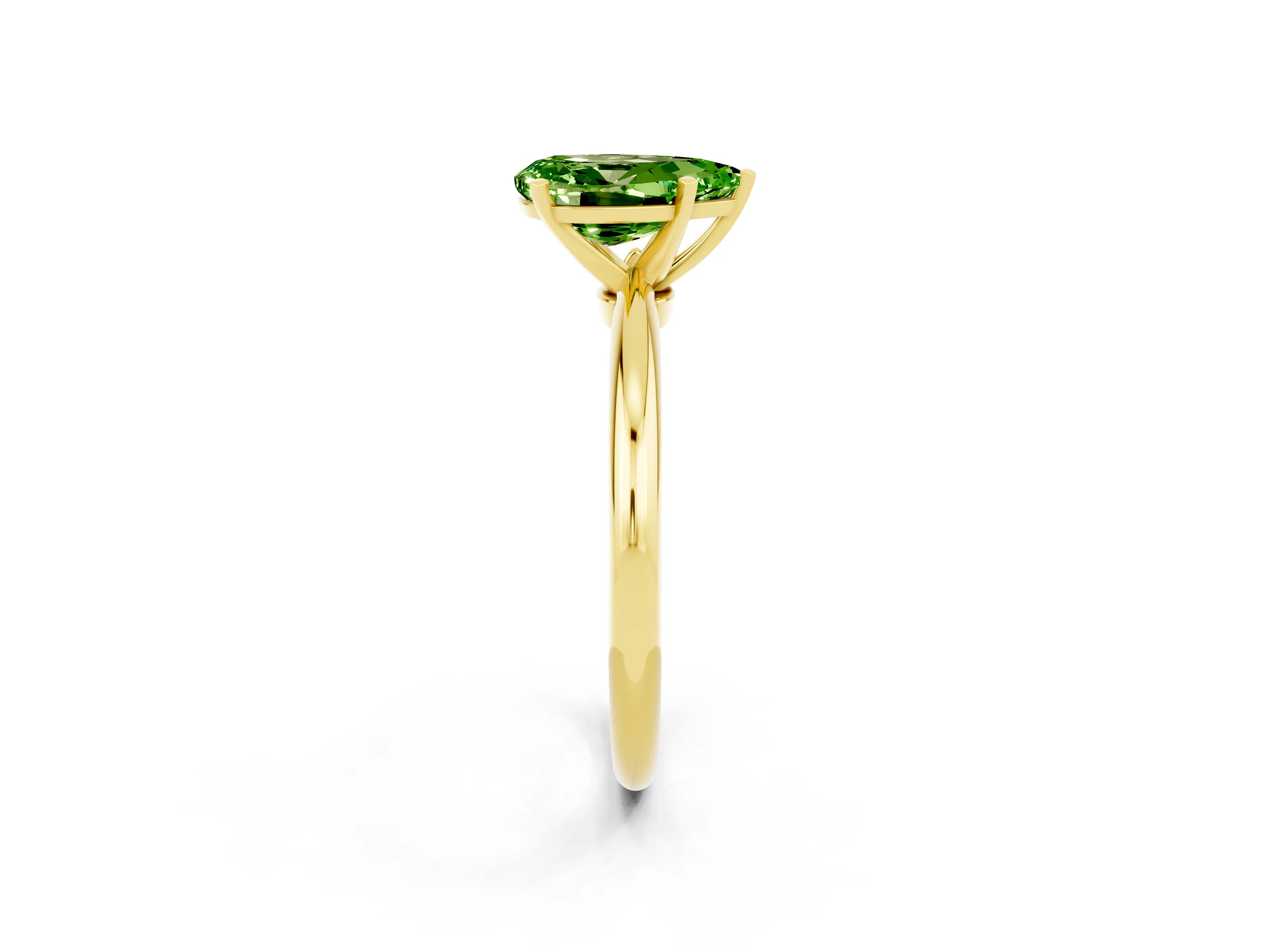 Yellow gold Pear Cut Peridot Solitaire Ring with Six-Prong Setting and Classic Band_2