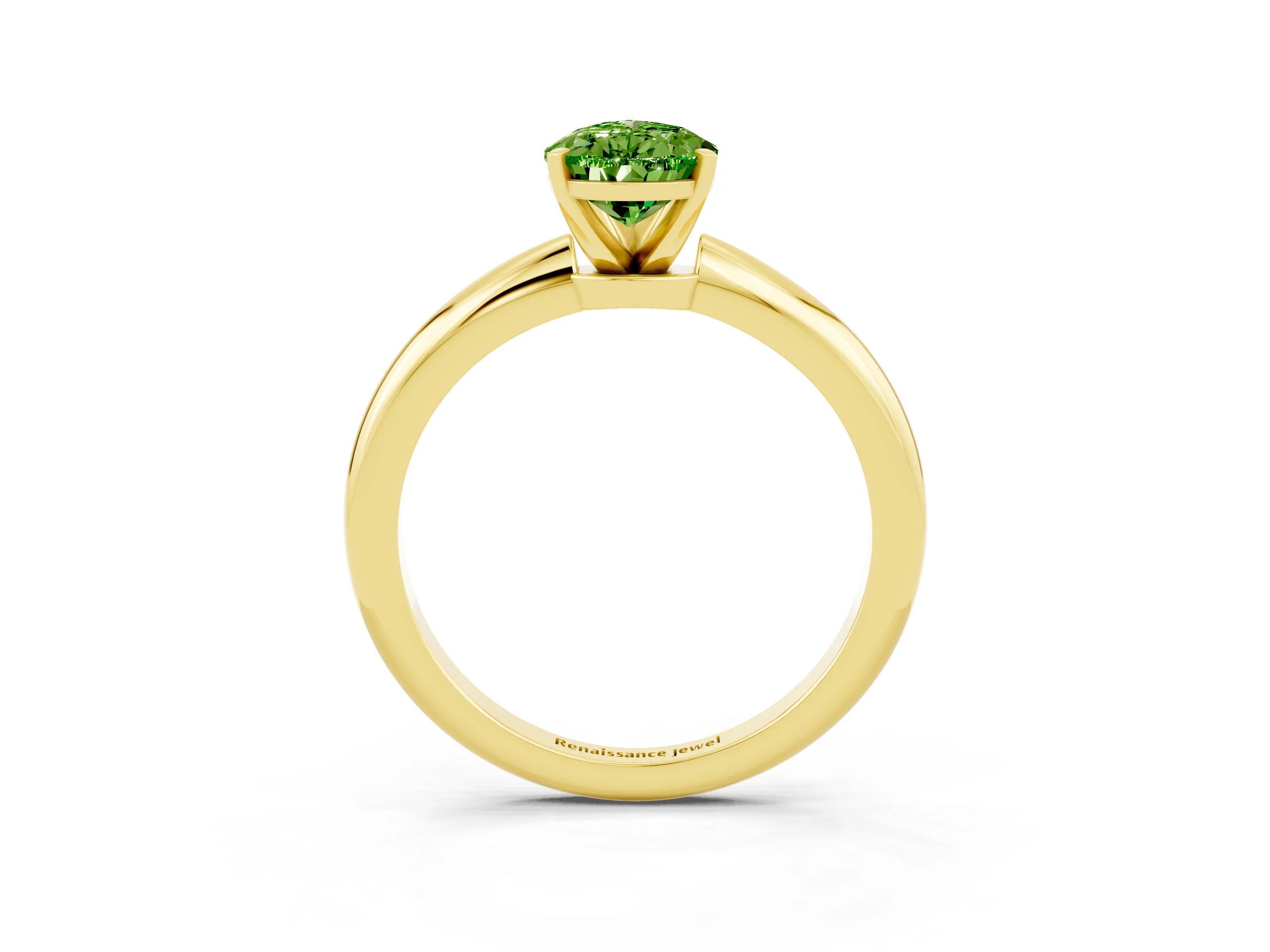 Yellow gold Pear Cut Peridot Solitaire Ring with Six-Prong Setting and Classic Band_3