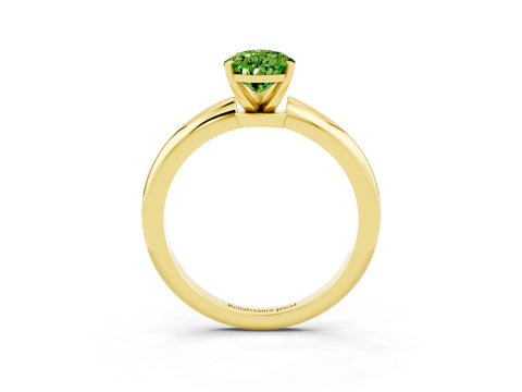 Yellow gold Pear Cut Peridot Solitaire Ring with Six-Prong Setting and Classic Band_3