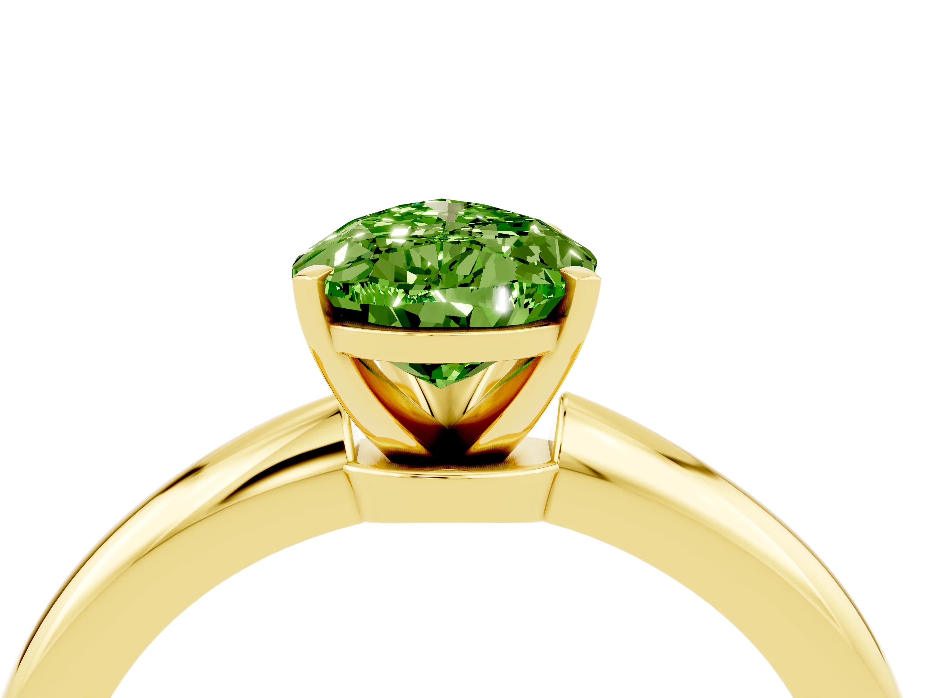 Yellow gold Pear Cut Peridot Solitaire Ring with Six-Prong Setting and Classic Band_4