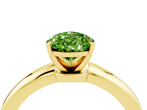 Yellow gold Pear Cut Peridot Solitaire Ring with Six-Prong Setting and Classic Band_4
