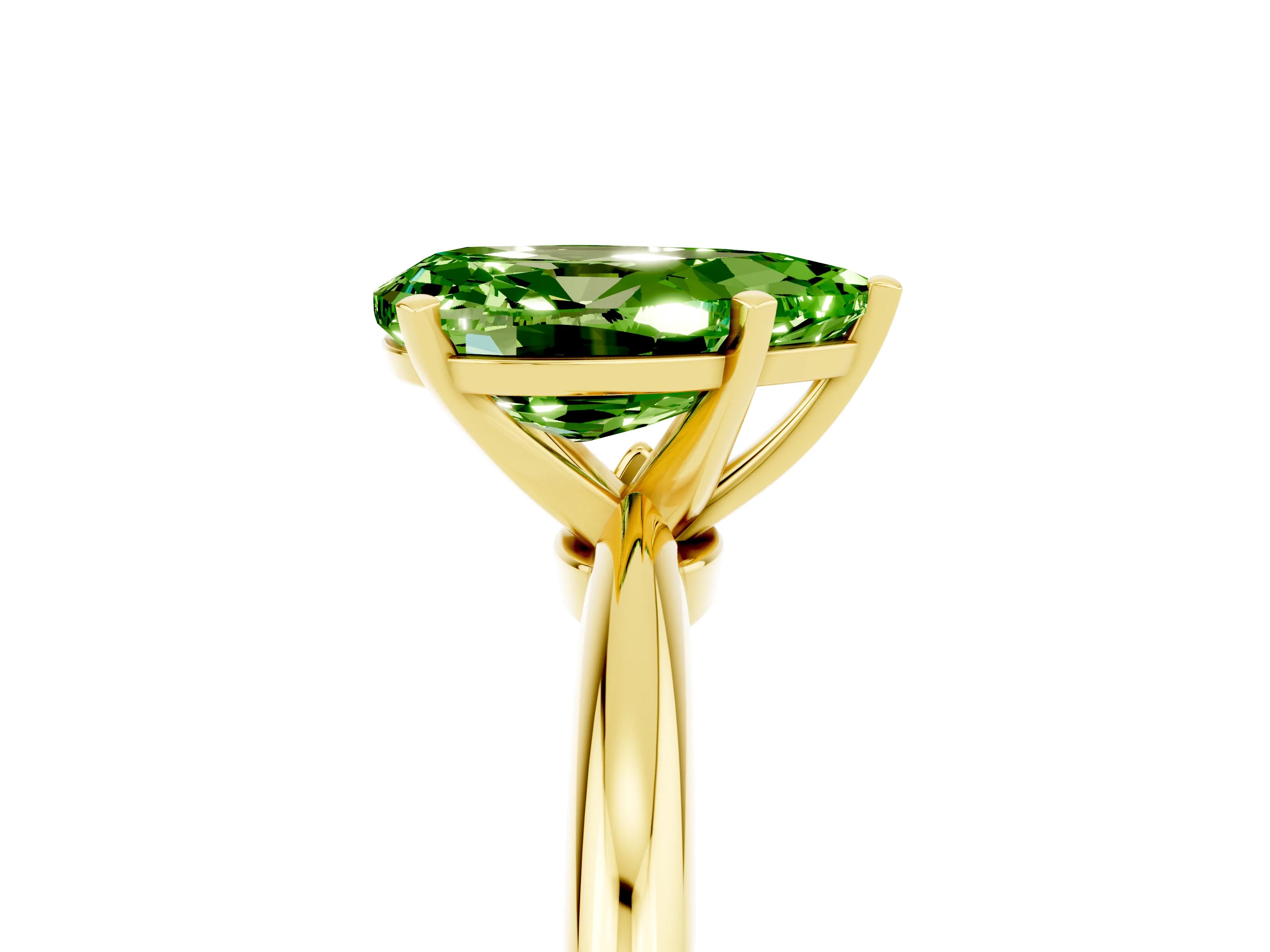 Yellow gold Pear Cut Peridot Solitaire Ring with Six-Prong Setting and Classic Band_5