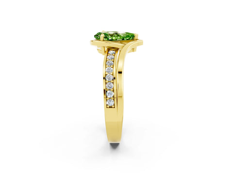Yellow gold Pear Cut Peridot Solitaire Ring with Split Shank and Prong Setting_2