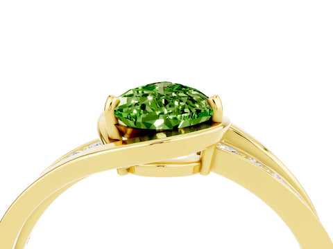 Yellow gold Pear Cut Peridot Solitaire Ring with Split Shank and Prong Setting_4