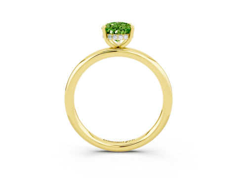 Yellow gold Pear Cut Peridot Solitaire Ring with Thin Band and Four-Prong Setting_15