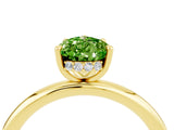 Yellow gold Pear Cut Peridot Solitaire Ring with Thin Band and Four-Prong Setting_16