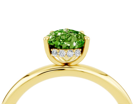 Yellow gold Pear Cut Peridot Solitaire Ring with Thin Band and Four-Prong Setting_16