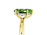 Yellow gold Pear Cut Peridot Solitaire Ring with Thin Band and Four-Prong Setting_17