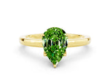 Yellow gold Pear Cut Peridot Solitaire Ring with Thin Band and Prong Setting_12