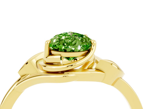 Yellow gold Pear Cut Peridot Solitaire Ring with Twist Band and Four-Prong Setting_28