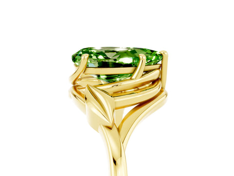 Yellow gold Pear Cut Peridot Solitaire Ring with Twist Band and Four-Prong Setting_29