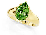 Yellow gold Pear Cut Peridot Solitaire Ring with Wide Band and Prong Setting_1