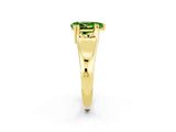 Yellow gold Pear Cut Peridot Solitaire Ring with Wide Band and Prong Setting_2
