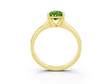 Yellow gold Pear Cut Peridot Solitaire Ring with Wide Band and Prong Setting_3