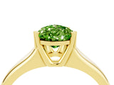 Yellow gold Pear Cut Peridot Solitaire Ring with Wide Band and Prong Setting_4