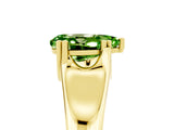 Yellow gold Pear Cut Peridot Solitaire Ring with Wide Band and Prong Setting_5