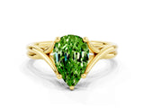 Yellow gold Pear Cut Peridot Solitaire Twist Band Prong Setting Ring_36