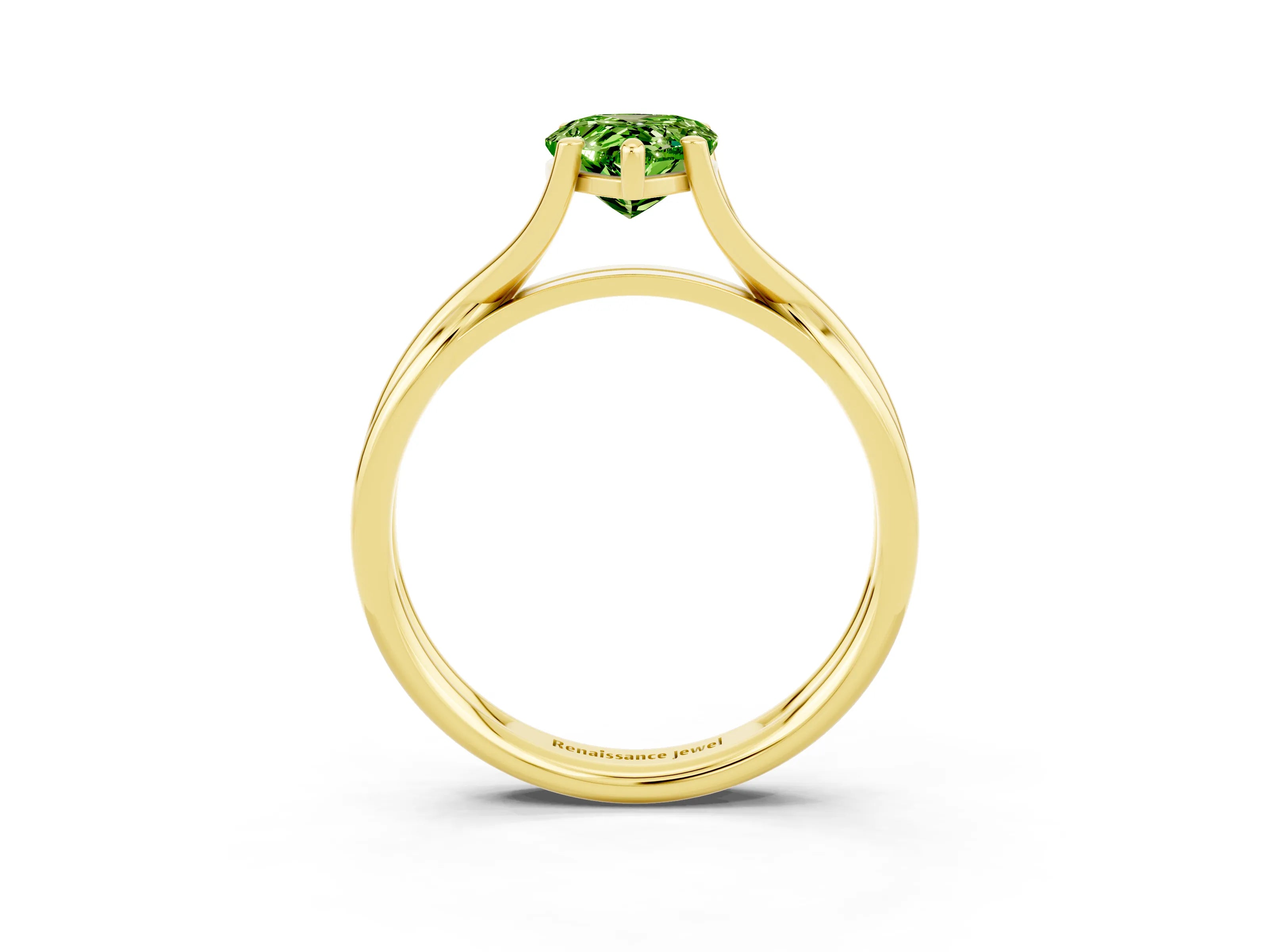 Yellow gold Pear Cut Peridot Solitaire Twist Band Prong Setting Ring_39