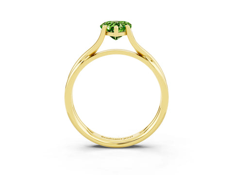 Yellow gold Pear Cut Peridot Solitaire Twist Band Prong Setting Ring_39
