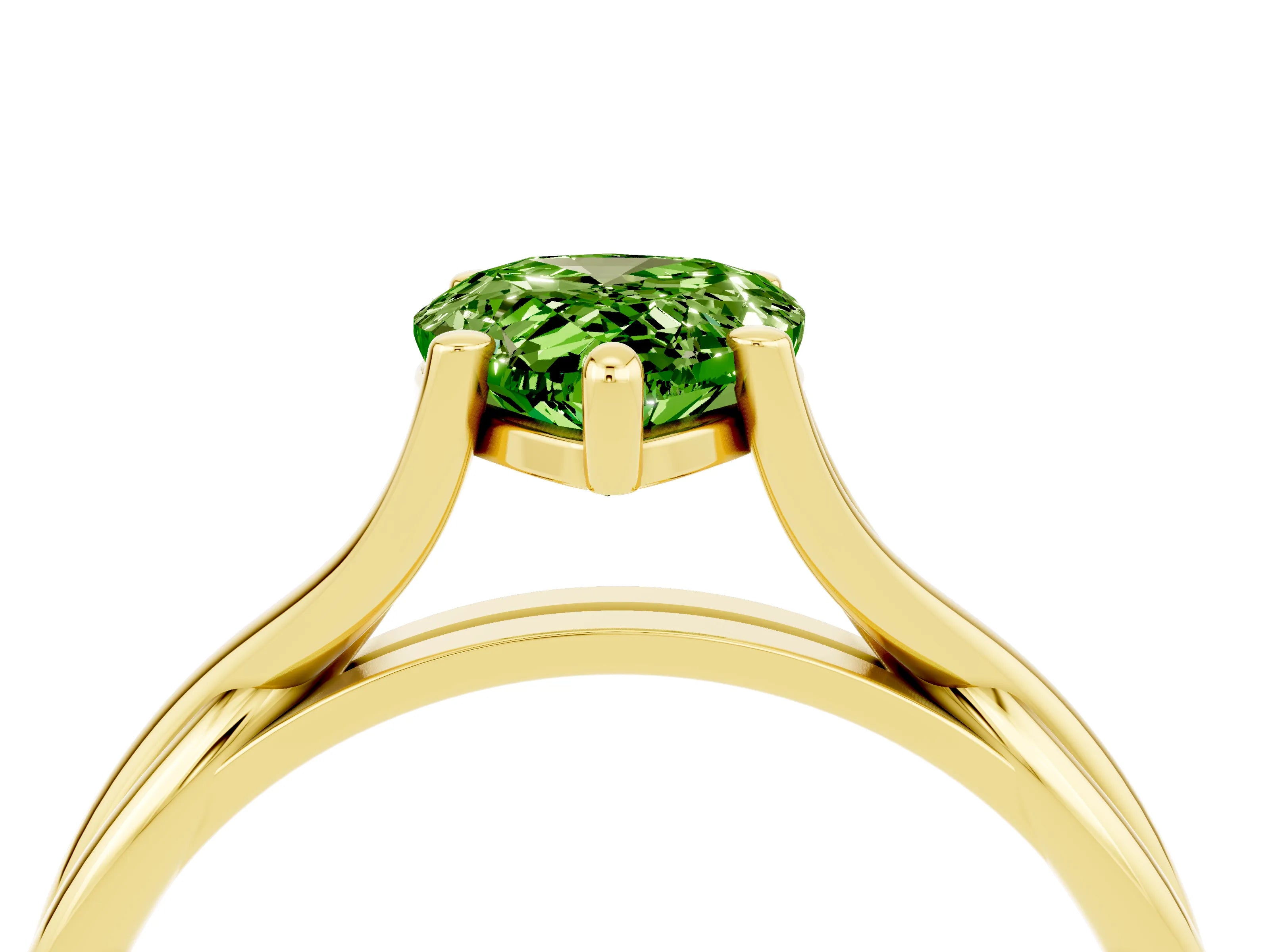 Yellow gold Pear Cut Peridot Solitaire Twist Band Prong Setting Ring_40