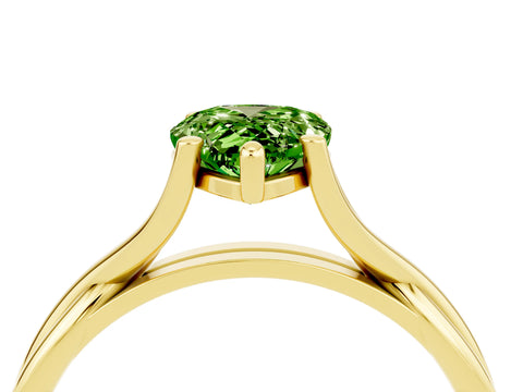 Yellow gold Pear Cut Peridot Solitaire Twist Band Prong Setting Ring_40