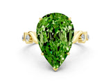 Yellow gold Pear Cut Peridot Solitaire Twisted Band with Round  Accents and Prong Setting_12
